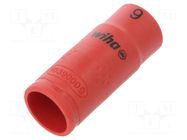 Socket; 6-angles,insulated,socket spanner; HEX 9mm; 1/4" WIHA