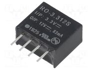 Converter: DC/DC; 1W; Uin: 2.97÷3.63VDC; Uout: 12VDC; Iout: 83mA RECOM