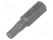 Screwdriver bit; hex key; HEX 4mm; Overall len: 25mm 