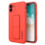 Wozinsky Kickstand Case silicone case with stand iPhone 12 red, Wozinsky