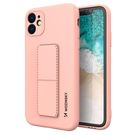 Wozinsky Kickstand Case iPhone 12 Pro pink silicone case with stand, Wozinsky