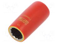 Socket; 12-angles,insulated,socket spanner; 16mm; 1/2"; 1kV BAHCO