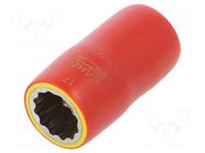 Socket; 12-angles,insulated,socket spanner; 17mm; 1/2"; 1kV BAHCO