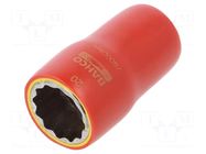 Socket; 12-angles,insulated,socket spanner; 20mm; 1/2"; 1kV BAHCO