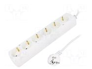 Extension lead; 3x1.5mm2; Schuko; Sockets: 6; PVC; white; Len: 5m JONEX