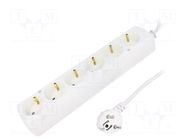 Extension lead; 3x1.5mm2; Schuko; Sockets: 6; PVC; white; Len: 5m JONEX