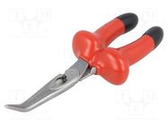 Pliers; insulated,curved,elongated; alloy steel; 200mm; 1kVAC BAHCO