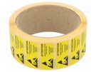 Self-adhesive label; ESD; 16x38mm; 1000pcs; reel; yellow-black ANTISTAT