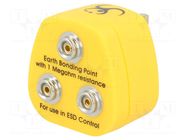 Earthing plug; ESD; yellow; 1MΩ; press stud male 10mm x3 ANTISTAT