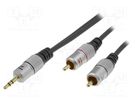 Cable; Jack 3.5mm plug,RCA plug x2; 1.8m; black PROLINK