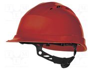 Protective helmet; adjustable; Size: 53÷63mm; red; polypropylene DELTA PLUS