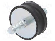 Vibration damper; M8; Ø: 35mm; rubber; L: 15mm; Thread len: 20mm ELESA+GANTER