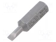 Screwdriver bit; slot; 3x0.5mm; 1/4"; Overall len: 25mm WERA