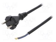 Cable; 2x1mm2; CEE 7/17 (C) plug,wires; rubber; 2m; black; 16A PLASTROL