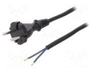 Cable; 2x1mm2; CEE 7/17 (C) plug,wires; rubber; 3m; black; 16A PLASTROL