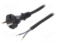 Cable; 2x1mm2; CEE 7/17 (C) plug,wires; rubber; 4m; black; 16A PLASTROL