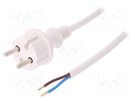 Cable; 2x1.5mm2; CEE 7/17 (C) plug,wires; PVC; 1.5m; white; 16A PLASTROL