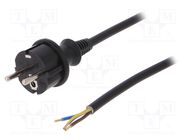 Cable; 3x1.5mm2; CEE 7/7 (E/F) plug,wires,SCHUKO plug; PVC; 2m PLASTROL