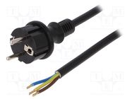 Cable; 3x2.5mm2; CEE 7/7 (E/F) plug,wires,SCHUKO plug; PVC; 2m PLASTROL