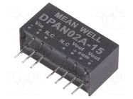 Converter: DC/DC; 2W; Uin: 9÷18VDC; Uout: 15VDC; Uout2: -15VDC; SIP8 MEAN WELL