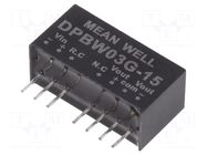 Converter: DC/DC; 3W; Uin: 18÷75VDC; Uout: 15VDC; Uout2: -15VDC; SIP8 MEAN WELL