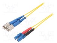 Fiber patch cord; FC/UPC,LC/UPC; 3m; Optical fiber: 9/125um; Gold FIBRAIN