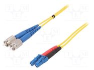 Fiber patch cord; FC/UPC,LC/UPC; 3m; Optical fiber: 9/125um; Gold FIBRAIN