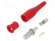 Connector: BNC; red; 3A; 58mm; soldered,crimped; BNC male; 50Ω POMONA