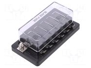 Fuse boxes; 19mm; 30A; screw; Leads: connectors; Body: black; ways: 6 SCI