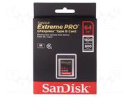 Memory card; Extreme Pro; CFexpress B; R: 1500MB/s; W: 800MB/s SANDISK