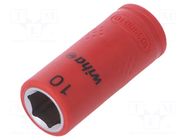 Socket; 6-angles,insulated,socket spanner; HEX 10mm; 1/4" WIHA