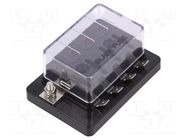 Fuse boxes; 19mm; 30A; screw; Leads: connectors; Body: black; ways: 4 SCI