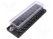 Fuse boxes; 19mm; 30A; screw; Leads: connectors 6,4mm; Body: black SCI