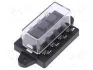 Fuse boxes; 19mm; 30A; screw; Leads: connectors 6,4mm; Body: black SCI