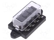 Fuse boxes; 19mm; 30A; screw; Leads: connectors; Body: black; ways: 4 SCI