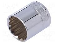 Socket; 12-angles,socket spanner; 22mm; 3/8"; Plating: chromium Workpro