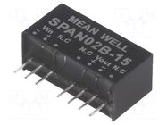 Converter: DC/DC; 2W; Uin: 18÷36VDC; Uout: 15VDC; Iout: 0÷134mA; SIP8 MEAN WELL