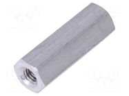 Screwed spacer sleeve; 18mm; Int.thread: M3; hexagonal; aluminium DREMEC