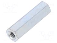 Screwed spacer sleeve; 25mm; Int.thread: M4; hexagonal; steel DREMEC