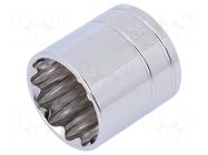 Socket; 12-angles,socket spanner; 24mm; 3/8"; Plating: chromium Workpro