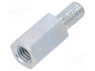 Screwed spacer sleeve; 8mm; Int.thread: M3; Ext.thread: M3; steel DREMEC