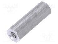 Screwed spacer sleeve; 18mm; Int.thread: M3; hexagonal; aluminium DREMEC