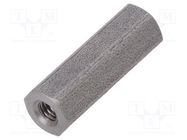 Screwed spacer sleeve; 15mm; Int.thread: M2,5; hexagonal DREMEC