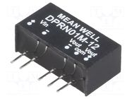 Converter: DC/DC; 1W; Uin: 11.4÷13.2VDC; Uout: 12VDC; Uout2: -12VDC MEAN WELL