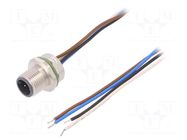 Connector: M12; socket; PIN: 4; male; cables; Thread: PG9; 0.5m CONEC