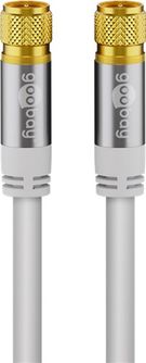 Satellite Antenna Cable (135 dB), 4x Shielded, 10 m, white - gold-plated, F plug > F plug