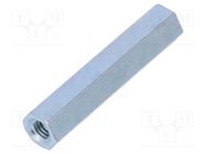 Screwed spacer sleeve; 25mm; Int.thread: M3; hexagonal; steel DREMEC