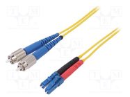 Fiber patch cord; FC/UPC,LC/UPC; 1m; Optical fiber: 9/125um; Gold FIBRAIN