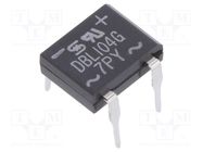 Bridge rectifier: single-phase; 400V; If: 1A; Ifsm: 40A; DBL; THT TAIWAN SEMICONDUCTOR