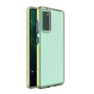 Spring Case clear TPU gel protective cover with colorful frame for Samsung Galaxy A02s EU yellow, Hurtel